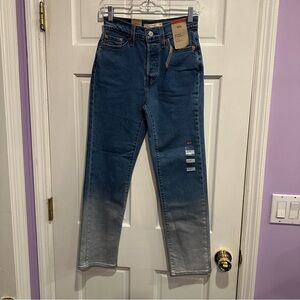 Levi’s Wedgie Straight Jeans 26 Blue High Rise Button Fly